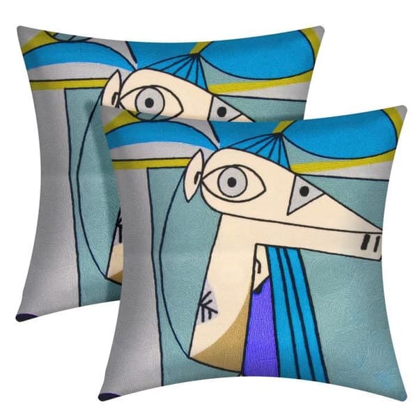 Set om 2 Kuddeöverdrag 45x45 cm Broderade Akvarellkonst