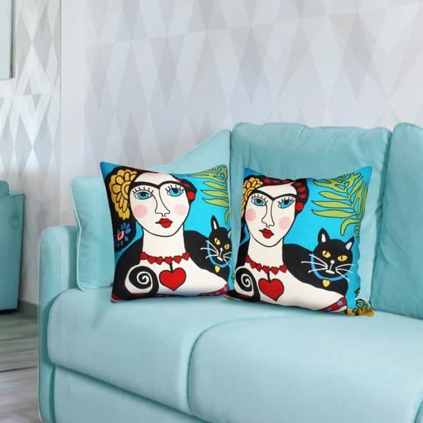 Set med 2 Kuddöverdrag 45x45 cm Broderade Art Marinea