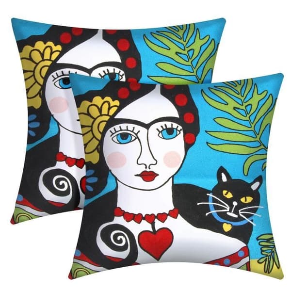 Set med 2 Kuddöverdrag 45x45 cm Broderade Art Marinea