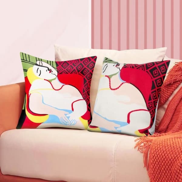 Set med 2 Kuddfodral 45x45 cm Broderade Art Emeris