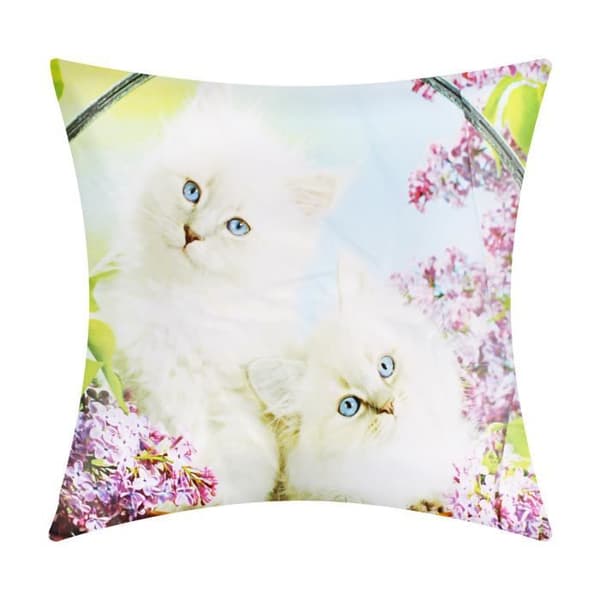 Set av 2 Kuddöverdrag 40x40 cm Mönster Vit Katt