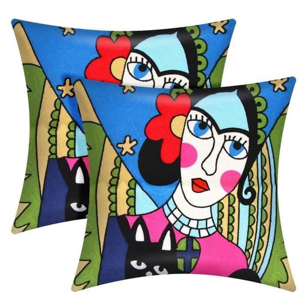 Sats med 2 Kuddöverdrag 45x45 cm Broderade Art Phantura