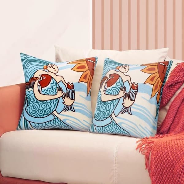 Set med 2 Kuddöverdrag 45x45 cm Broderade Art Sunna