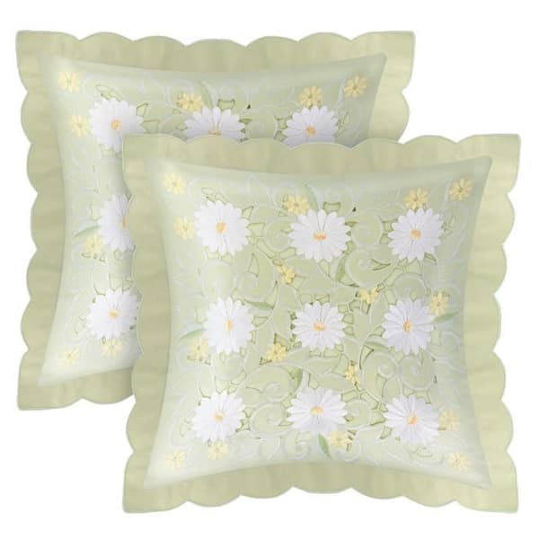 Set med 2 Kuddöverdrag 40x40 cm Broderad Blomma Marguerit