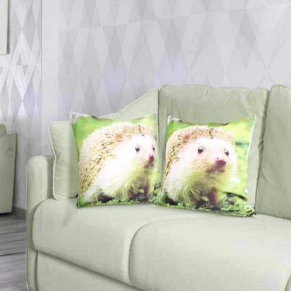Set med 2 Kuddöverdrag 40x40 cm Mönster Igelkott Trädgård