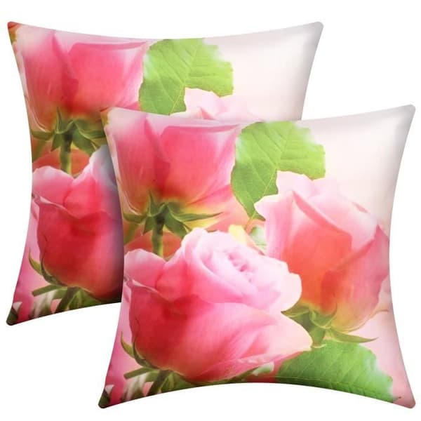 Set med 2 Kuddöverdrag 40x40 cm Mönster Rosbukett