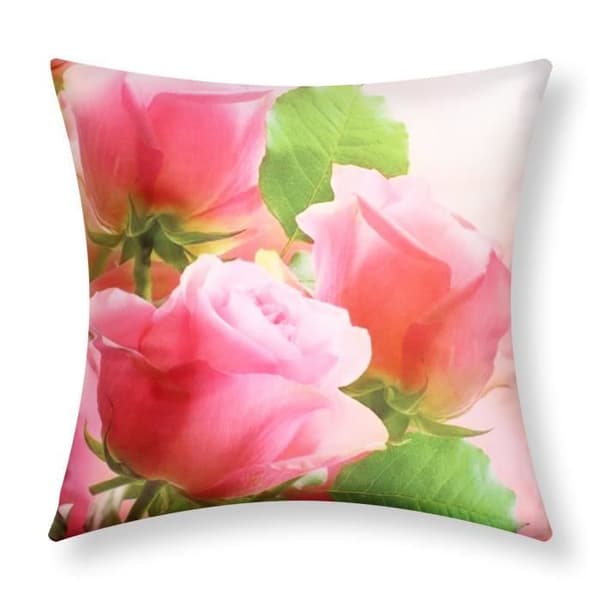 Set med 2 Kuddöverdrag 40x40 cm Mönster Rosbukett