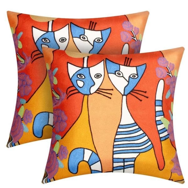 Set med 2 Kuddöverdrag 45x45 cm Broderade Konst Eryssa