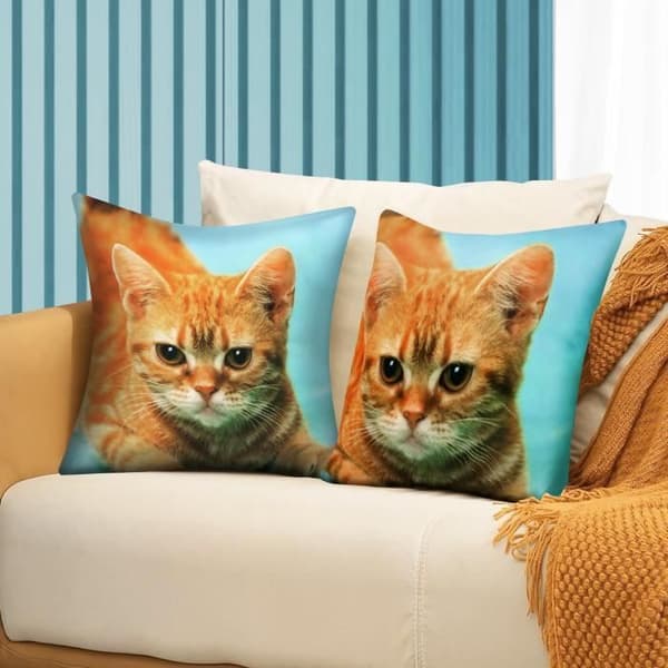 Set med 2 Kuddöverdrag 40x40 cm Mönster Katt Gul