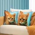 Miniatyrbild 3 av 4: Set med 2 Kuddöverdrag 40x40 cm Mönster Katt Gul