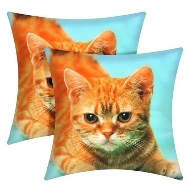 Set med 2 Kuddöverdrag 40x40 cm Mönster Katt Gul
