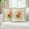 Miniatyrbild 3 av 4: Set med 2 Prydnader 40x40 cm Broderad Blomma Vallmo