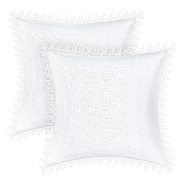 Set med 2 Kuddöverdrag 45x45 cm Spetskant Blad