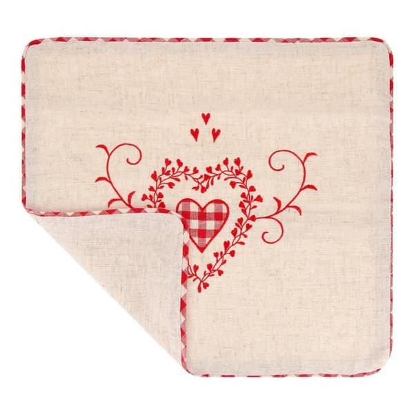 Set med 2 Kuddfodral 40x40 cm Broderad Hjärtan i Rutigt
