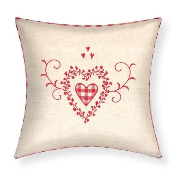 Set med 2 Kuddfodral 40x40 cm Broderad Hjärtan i Rutigt