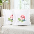 Miniatyrbild 3 av 4: Set med 2 Kuddöverdrag 40x40 cm Broderad Hortensia Blomma Rosa