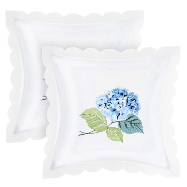 Kuddöverdrag 40x40 cm, Broderi Blomma Hortensia - Paket om 2