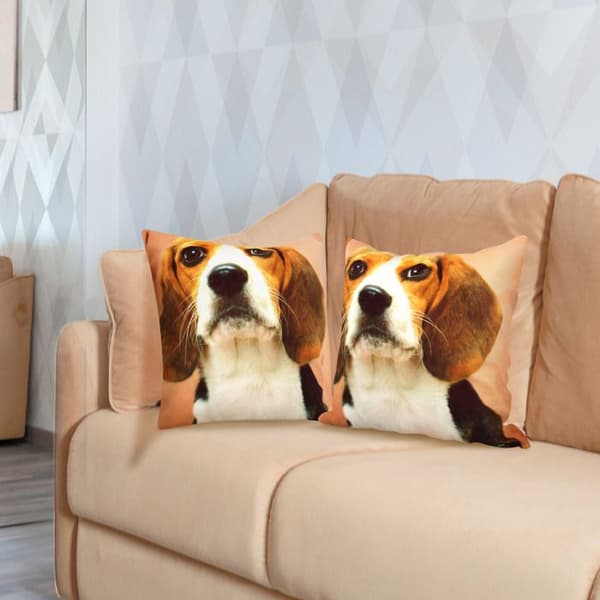 Set med 2 Kuddöverdrag 40x40 cm Mönster Beagle Hund Brun