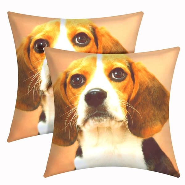 Set med 2 Kuddöverdrag 40x40 cm Mönster Beagle Hund Brun
