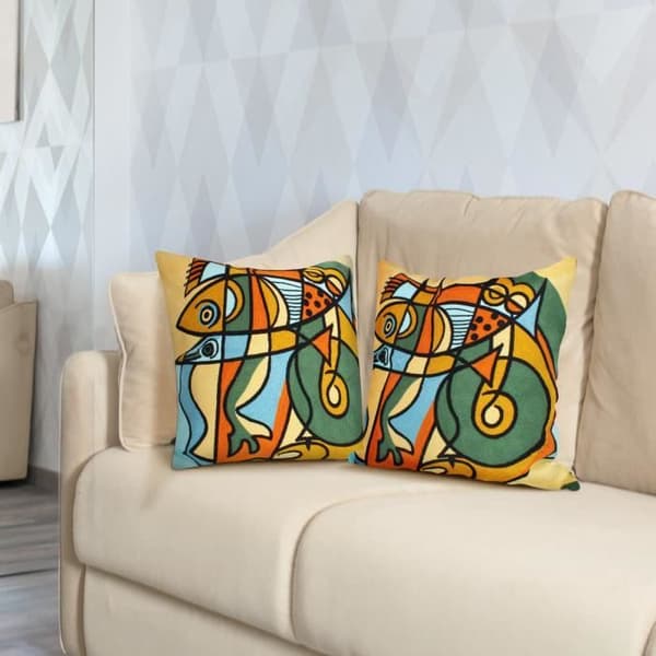 Set med 2 Kuddöverdrag 45x45 cm Broderade Art Aquael