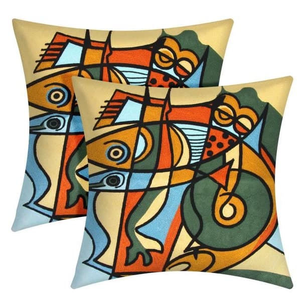 Set med 2 Kuddöverdrag 45x45 cm Broderade Art Aquael