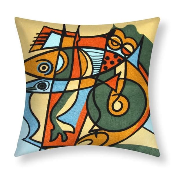 Set med 2 Kuddöverdrag 45x45 cm Broderade Art Aquael