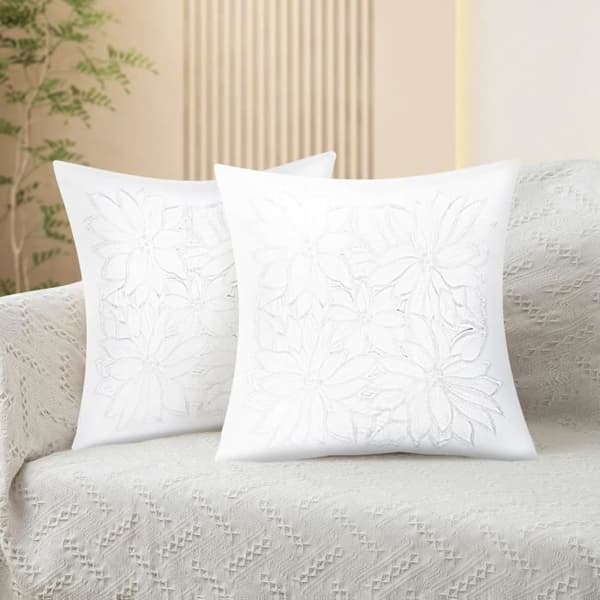 Set med 2 Kuddfodral 40x40 cm Broderad Blommig
