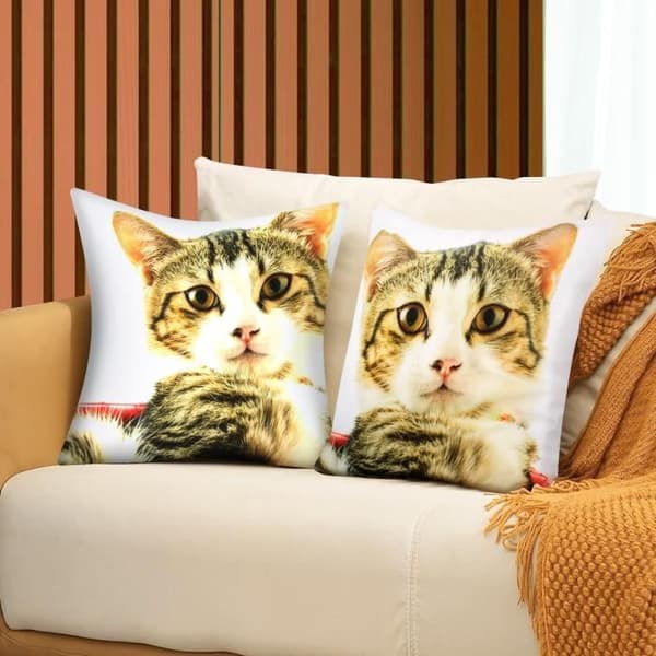 Set av 2 Kuddöverdrag 40x40 cm Mönster Katt Korg Rosa