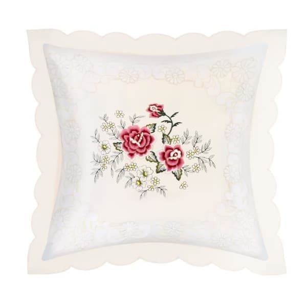 Set om 2 Kuddöverdrag 40x40 cm Broderad Rosblomma Guldtråd