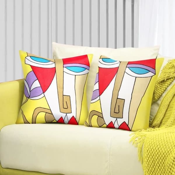 Set med 2 Kuddöverdrag 45x45 cm Broderade Konst Nivara