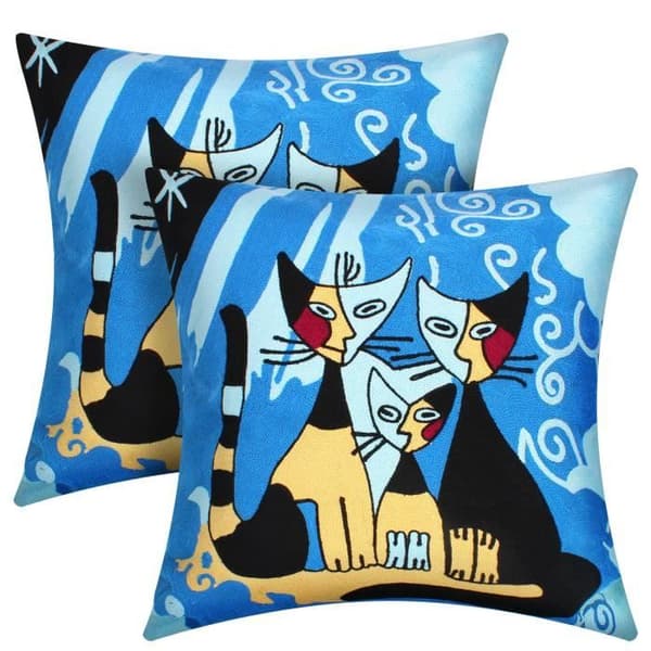 Paket med 2 Kuddöverdrag 45x45 cm Broderade Siamkonst