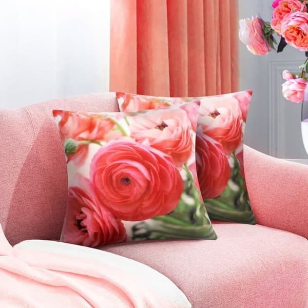 Set med 2 Kuddöverdrag 40x40 cm Mönster Rosblommor