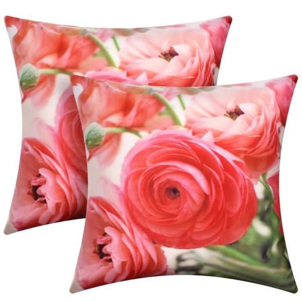 Set med 2 Kuddöverdrag 40x40 cm Mönster Rosblommor