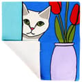 Miniatyrbild 4 av 4: Set med 2 Kuddöverdrag 45x45cm Broderade Art Solaris - vit katt Flerfärgad