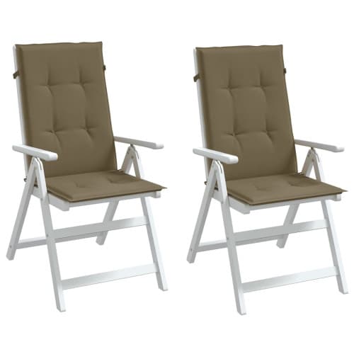 Stolsdynor högt ryggstöd 2 st melerad taupe 120x50x4 cm tyg