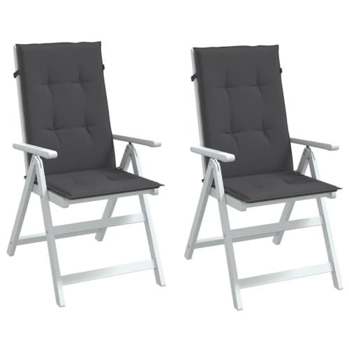 Stolsdynor högt ryggstöd 2 st melerad antracit 120x50x4 cm tyg