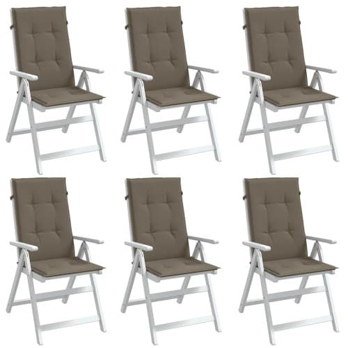 Stolsdynor högt ryggstöd 6 st melerad taupe 120x50x4 cm tyg