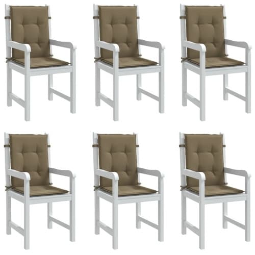 Stolsdynor lågt ryggstöd 6 st melerad taupe 100x50x4 cm tyg