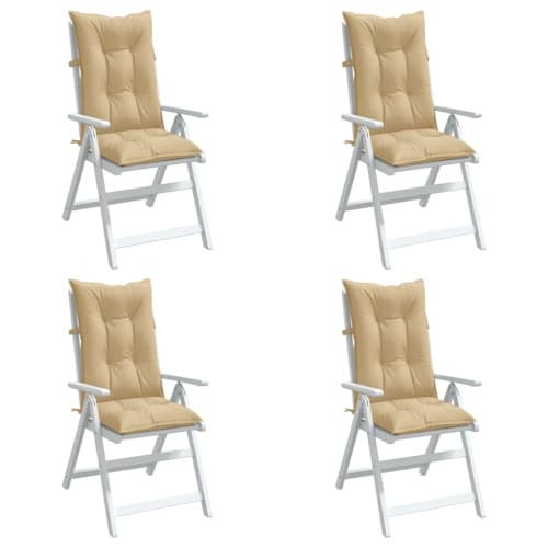 Stolsdynor högt ryggstöd 4 st melerad beige 120x50x7 cm tyg