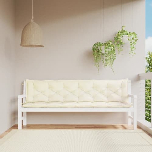 Bänkdynor för trädgården 2st gräddvit 200x50x7cm oxfordtyg