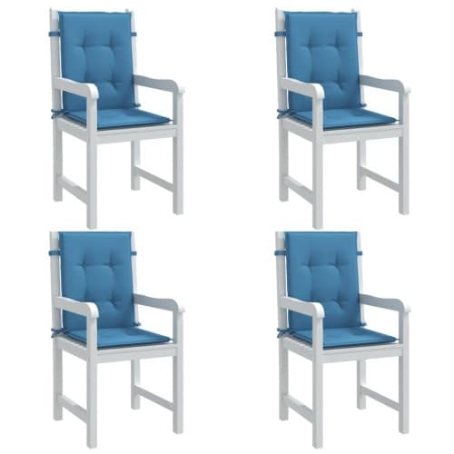 Stolsdynor lågt ryggstöd 4 st melerad blå 100x50x4 cm tyg
