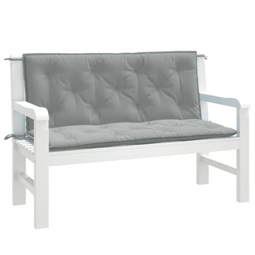 Bänkdyna 2 st melerad ljusgrå 120x50x7 cm tyg