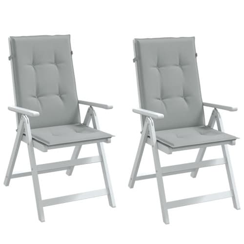Stolsdynor högt ryggstöd 2 st melerad ljusgrå 120x50x4 cm tyg