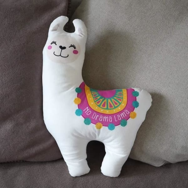 Dekorativ kudde - GRUSS CO - Lama-motiv - 100% Polyester - 42x30 cm - Rolig present