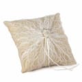 Miniatyrbild 1 av 3: Mopec Cushion - A89 - Burlap Bröllopsringskudde med blonda broschpärlor, 20 x 20 cm, Textil, Flerfärgad