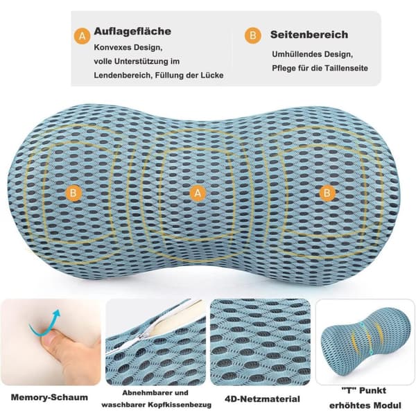 Lollanda Selkätyyny, ergonominen, hengittävä, muistivaahtomuovi, mukava, selkänoja työtuolille ja autolle