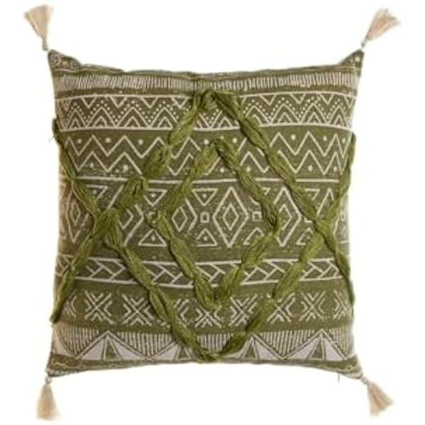 Kudde - HOME ESPRIT - Boho Green - 45 x 45 cm - Flerfärgad - Inomhus