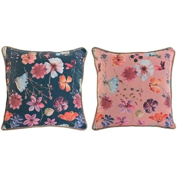 Kudde - HOME ESPRIT - Set om 2 - Flerfärgad - 45 x 45 cm - Inomhus