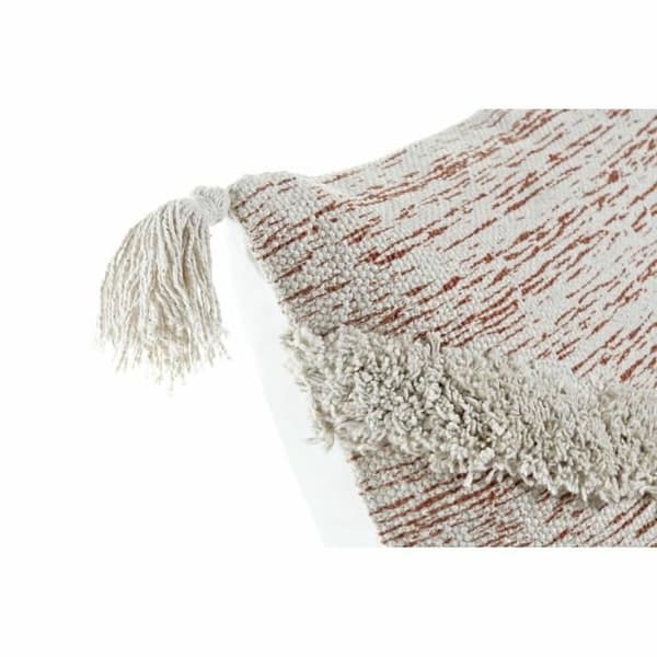 orange beige kudde 45 x 10 x 45 cm fransar
