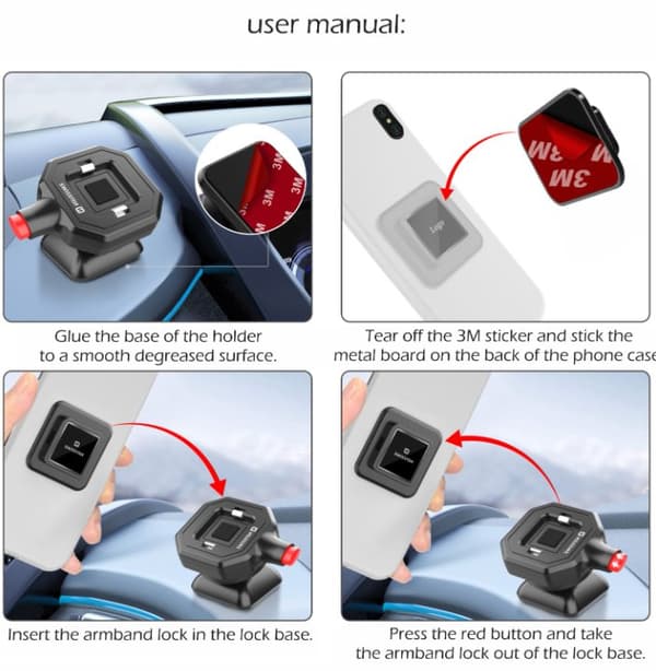 Swissten EASY LOCK Holder for mobile phone Car / Home / Office / 4" - 6.8"